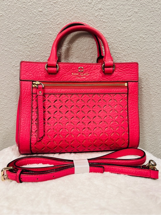 kate spade Handbags - Kate Spade Pink Perforated Leather Satchel with Gold Hardware and Crossbody